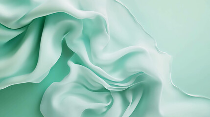 Obraz premium Soft fabric folds on a pastel mint background