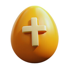 Fototapeta premium 3D Render of an Orange Easter Egg with a Yellow Cross