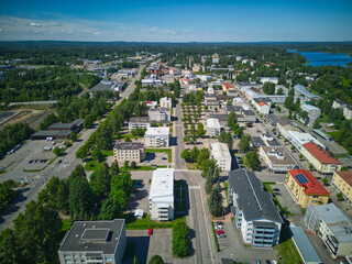 Varkaus city in Pohjois-Savo region in eastern Finland. Aerial views from city centre 2024