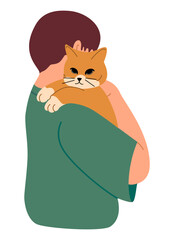 a man carrying cat on his shoulders.