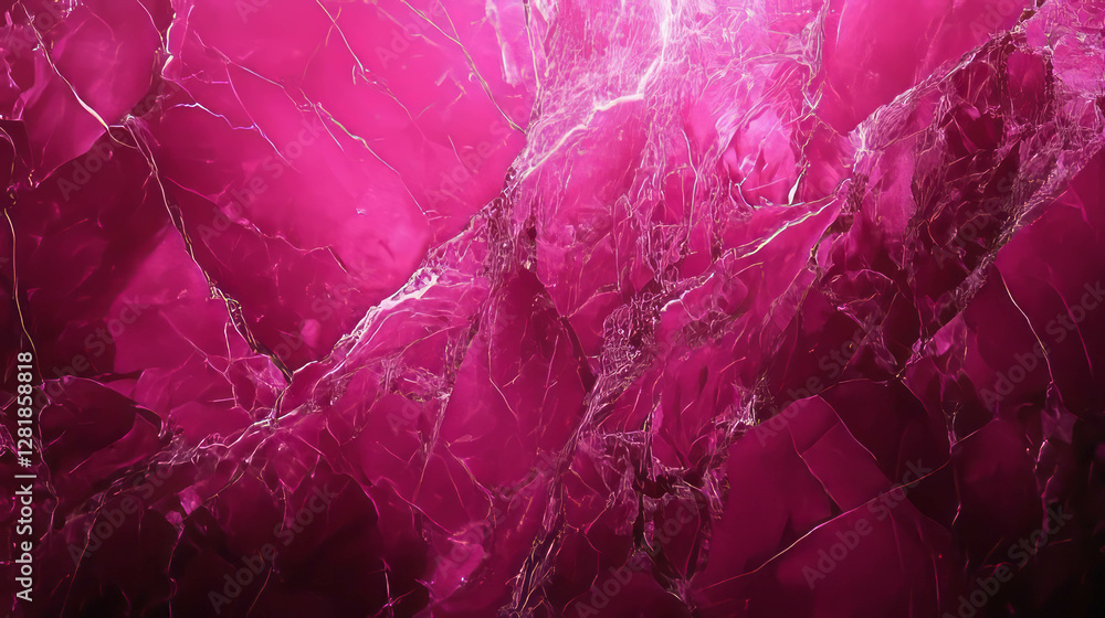Poster glossy fuchsia pink marble texture with intricate light patterns for design projects