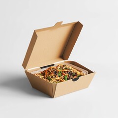 Cardboard Box With Salad Mockup