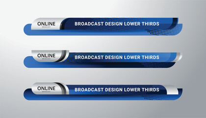 Graphic set of Broadcast News Lower Thirds Banner for Television Streaming, Video and Media Channel