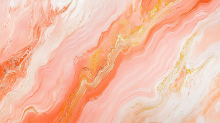 Elegant glossy peach pink marble texture with subtle light brown accents for creative design projects