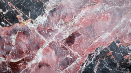 Glossy pink marble texture with abstract white patterns for background design