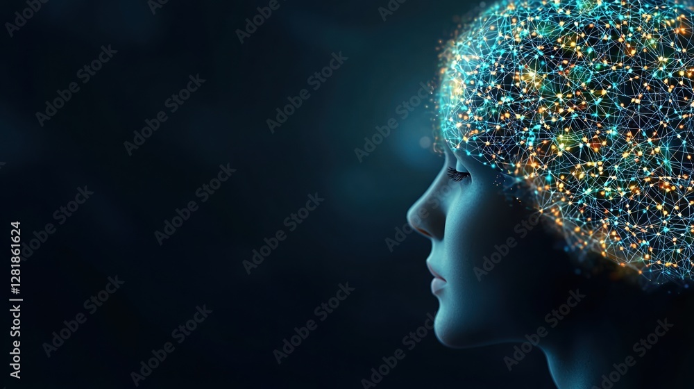 Poster exploring the connection between human consciousness and advanced technology for deep learning analy
