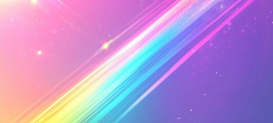 Fototapeta premium Abstract pastel rainbow light streaks on purple background.