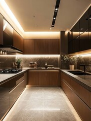 A modern kitchen displays the beauty of a kitchen design