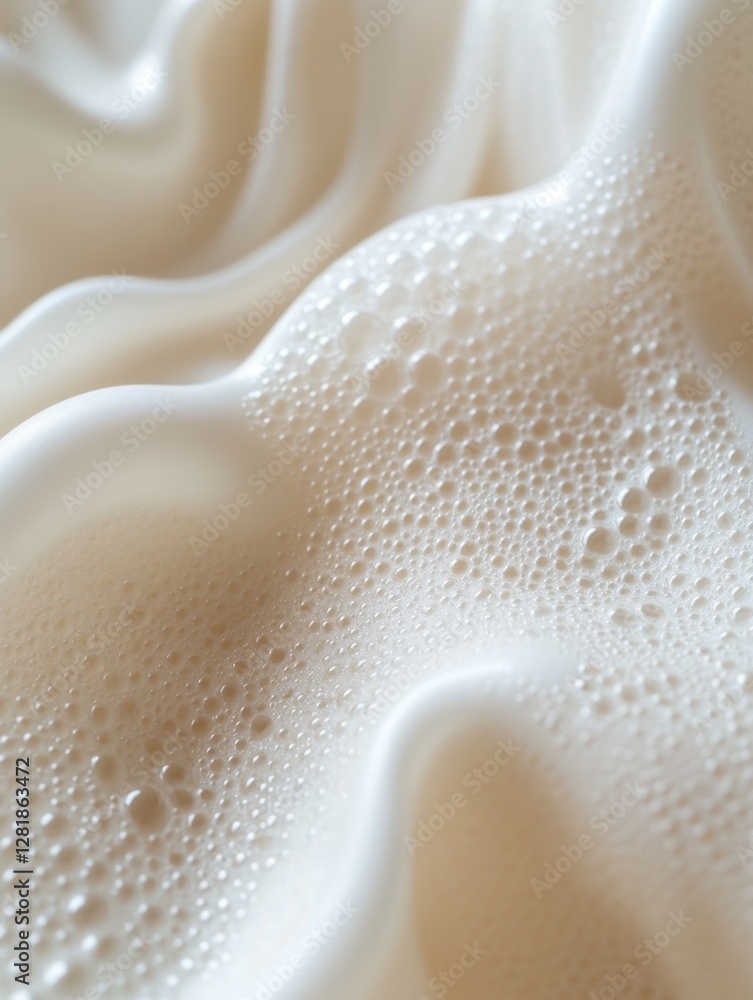 Poster luxurious white foam texture with tiny bubbles and smooth waves creates a soft and clean aesthetic f