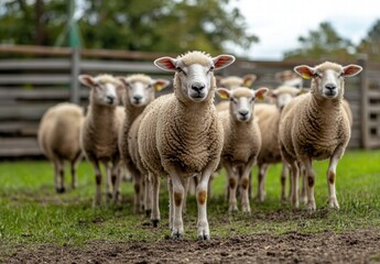Fototapeta premium sheep and lambs