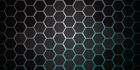 Abstract hexagon with gradient background. Abstract black hexagon background. Illustration. Vector. 