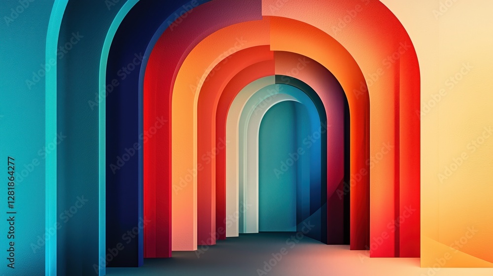 Poster intricate arches adorned with vibrant gradients create an immersive architectural experience
