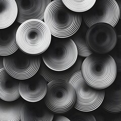 Monochrome Overlapping Circles Pattern Design – Generative AI