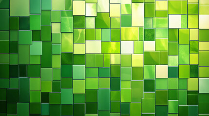 Fototapeta premium Vibrant green mosaic tile texture with varied shades for creative design