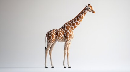 Obraz premium Single giraffe standing on a white background