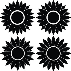 Minimalist Sunflower Silhouette Vector Icon Set Elegant & Stylish