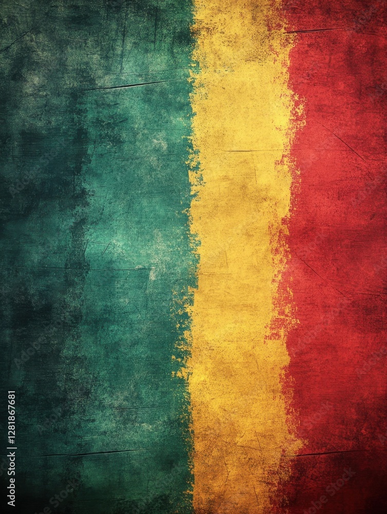 Poster vibrant stripes of green yellow and red on a textured background creating a colorful and rustic vibe