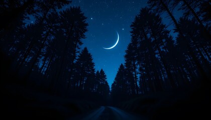 Night sky with moon and stars