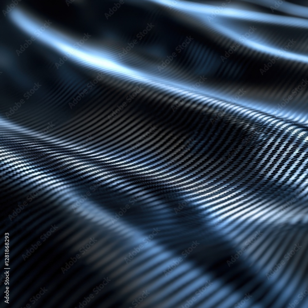 Poster wavy texture of abstract dark material with subtle blue light and detailed striped surface for graph