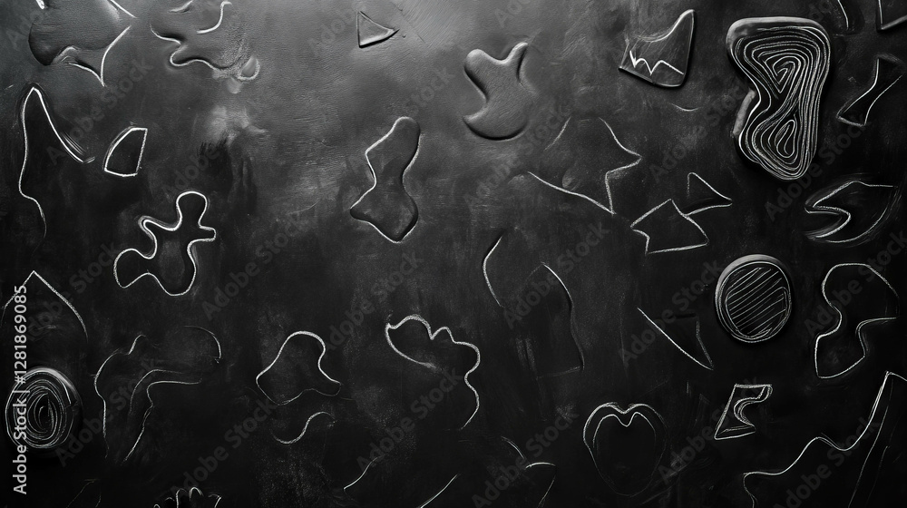 Aufkleber abstract erased chalk patterns on grey chalkboard texture for background design