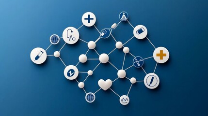 Modern Healthcare Network with Medical Icons on Blue Background