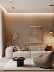 This image shows a modern living room interior with style