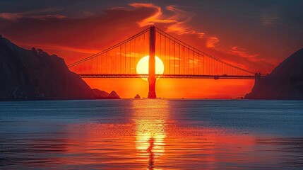 Fototapeta premium View of the Golden Gate Bridge at Sunset Nature Background