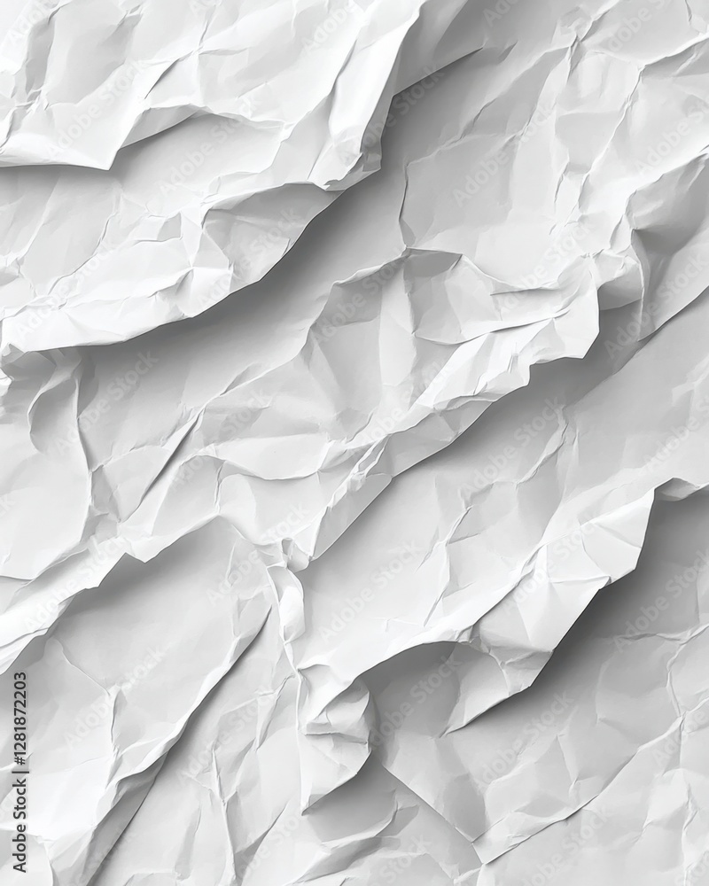 Aufkleber abstract white crumpled paper texture background showcasing light and shadow for creative design pro