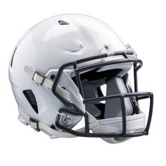 Fototapeta premium A sleek, modern white football helmet featuring a black faceguard, designed for safety and performance in contact sports 
