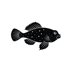 Starry Blenny Silhouette Vector Art and Black Color Design of Starry Blenny Fish
