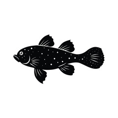 Starry Blenny Silhouette Vector Art and Black Color Design of Starry Blenny Fish