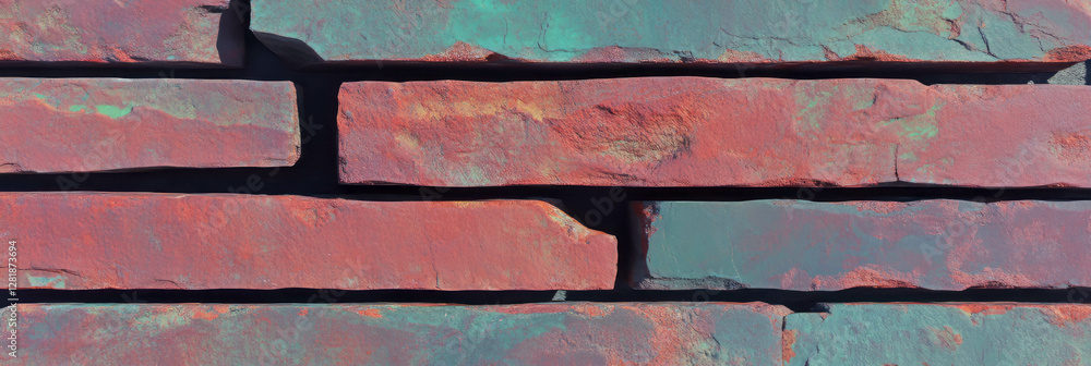Poster Rustic horizontal brick texture with enhanced detail for design and architecture