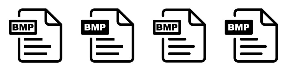 BMP file format icons set.BMP file download symbols.File format for texts, images, vector images, videos, interactive forms.