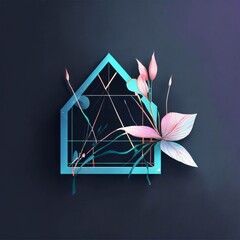 house with flowers and leaves