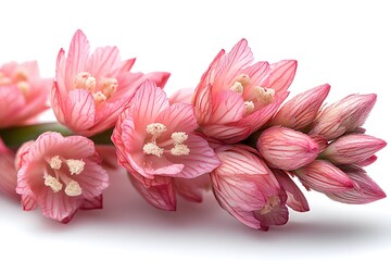 Elegant Oriental Knights Spur Pink Flower Isolated on White Background – Delicate Botanical...