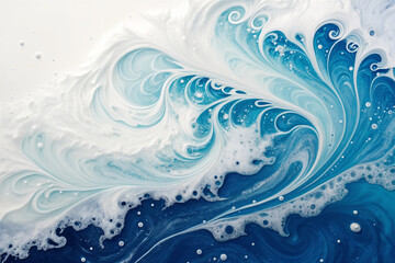 Abstract Blue and White Fluid Wave Pattern for Backgrounds and Wallpapers