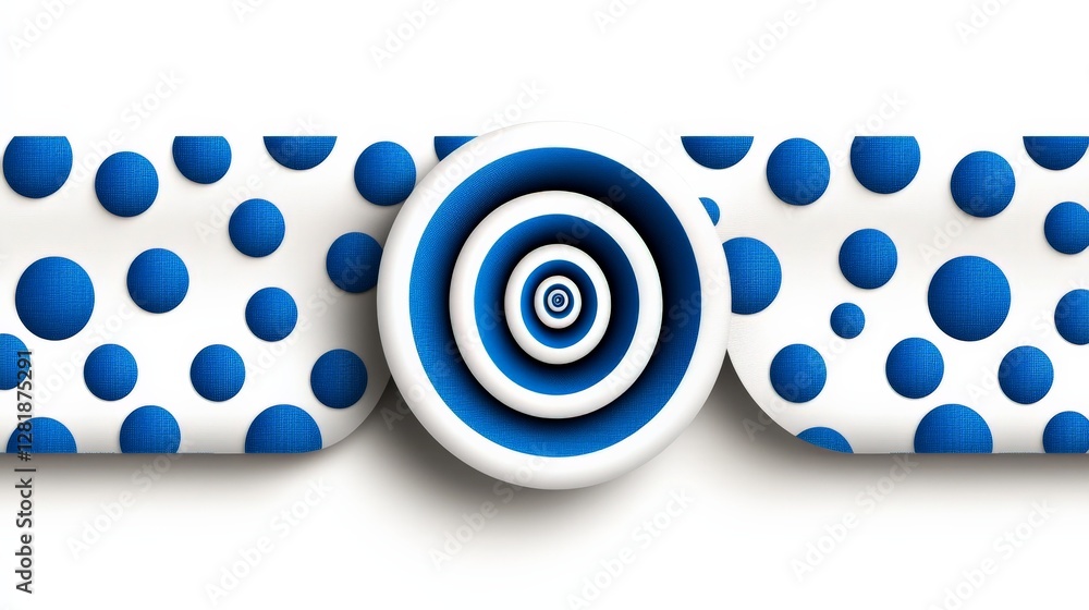 Poster circular blue patterns on white background for abstract design