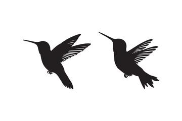 Flying Hummingbird Black Silhouette Illustration
