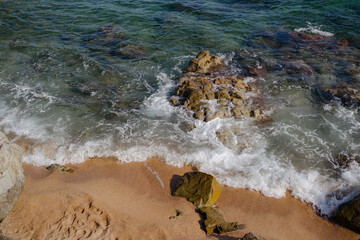 Beautiful blue water of costa brava coast
