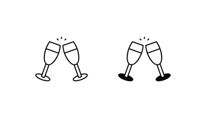 Clinking Glasses icon design with white background stock illustration