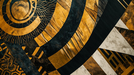 Fototapeta premium Luxury Abstract Geometric Design with Gold and Black Elements – AI Generated