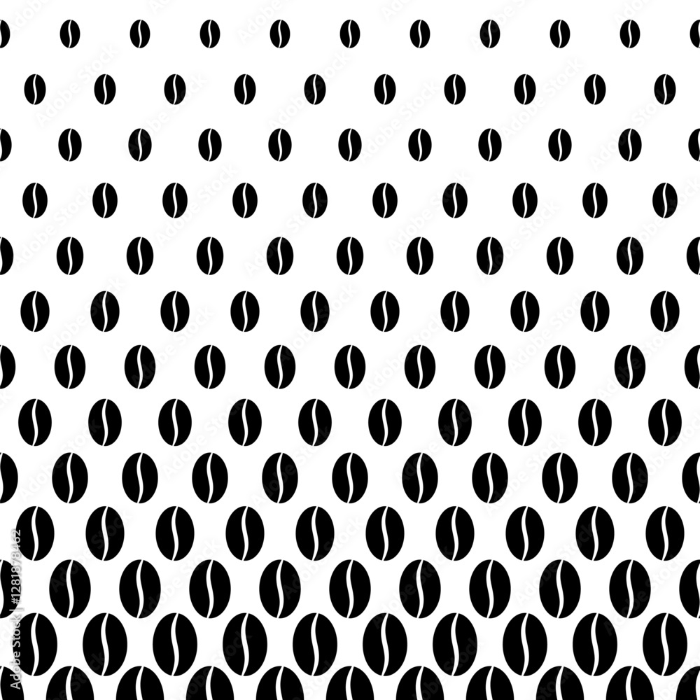 Aufkleber coffee seamless pattern. repeated coffee bean patterns. repeating black beans isolated on white back
