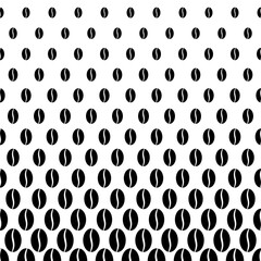 Coffee seamless pattern. Repeated coffee bean patterns. Repeating black beans isolated on white background. Seed for cafe. Geometric coffe texture. Abstract grain. Grains border. Vector illustration