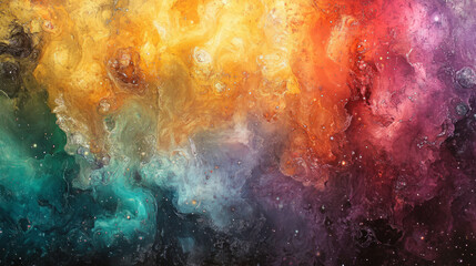 Vibrant cosmic nebula texture with iridescent colors for artistic backgrounds
