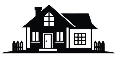 Black silhouette house or building vector