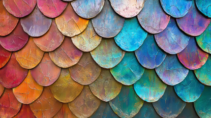 Vibrant iridescent scale texture for artistic background and design inspiration
