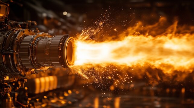 The flame jet of a rocket engine