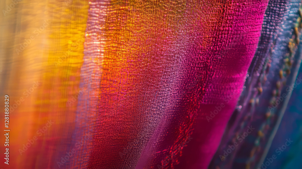 Aufkleber iridescent textile texture with vivid woven color patterns for artistic design