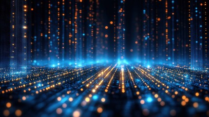 Digital Data Streams Flowing, Abstract Background, Futuristic Technology