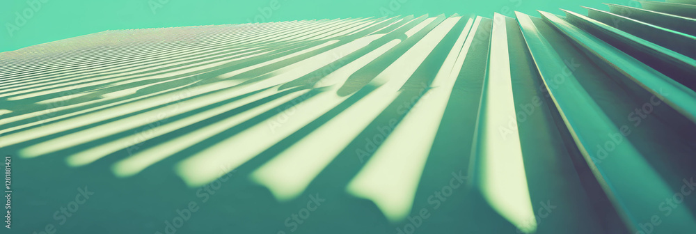 Aufkleber abstract architecture with intersecting ribbed wall texture in green tones